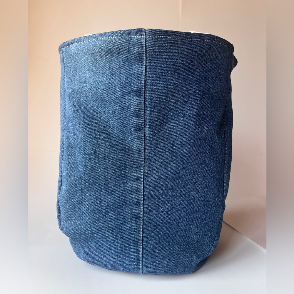 Denim Tote Bag- Velvet Interior Large - Picture 4 of 9